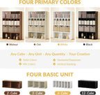 IOTXY DIY Modular Cube Bookcase - CubeXY Customizable Stackable Expandable Combination Set, 23-Cube Open Bookshelf for Books, Fabric Storage Bin, and Vinyl Record Organizer, White