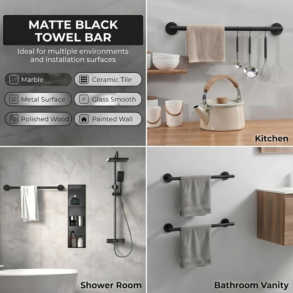 SEIDO Black Towel Bar 36 Inch One-Piece Design, SUS 304 Stainless Steel Towel...