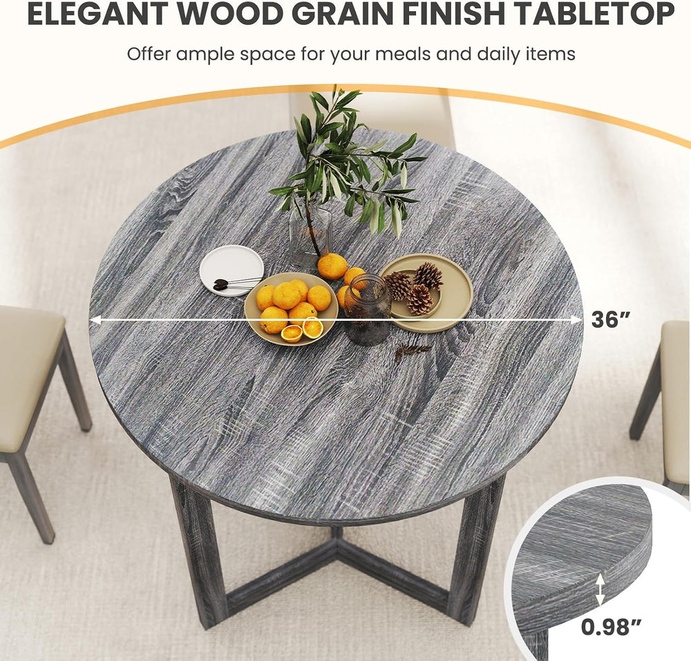 Giantex 36" Round Dining Table for 4, Kitchen Table with Wing-Shaped Bas...
