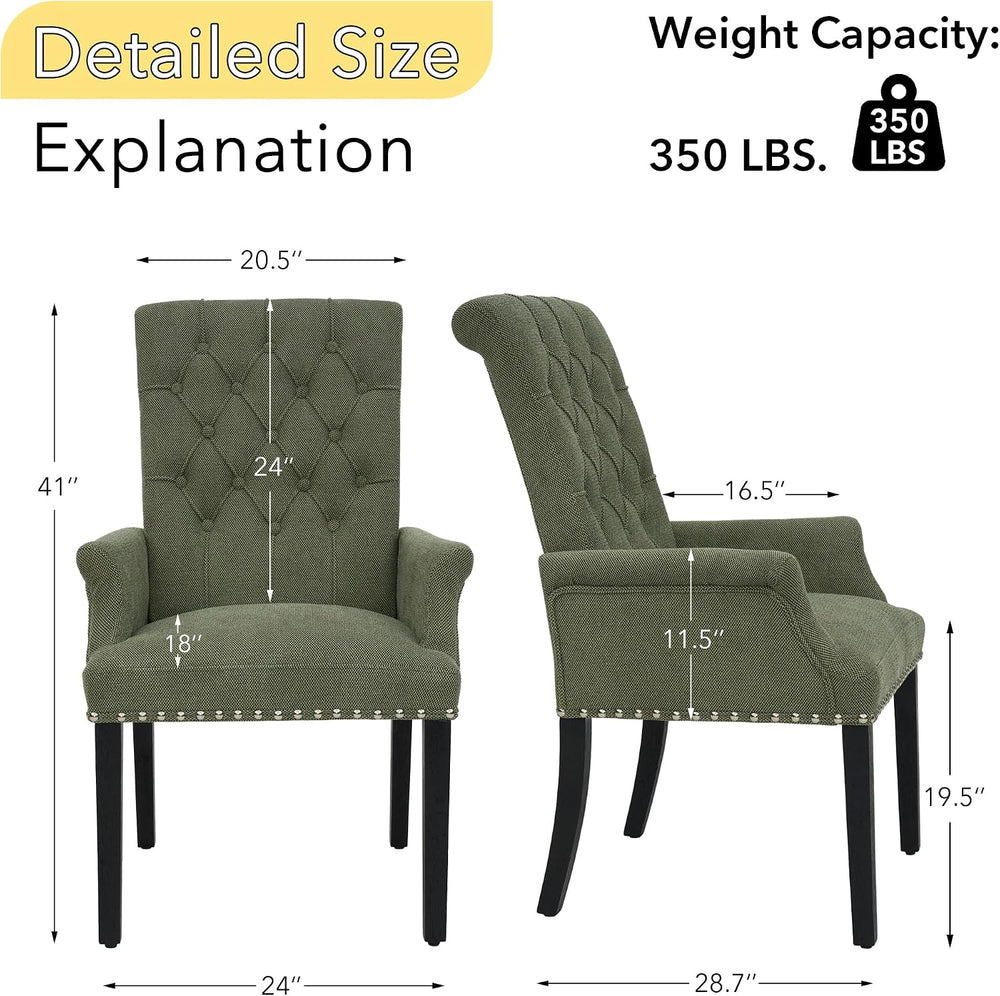 adochr Upholstered Fabric Accent Dining Chair, Arm Dining Chair with Elegant ...
