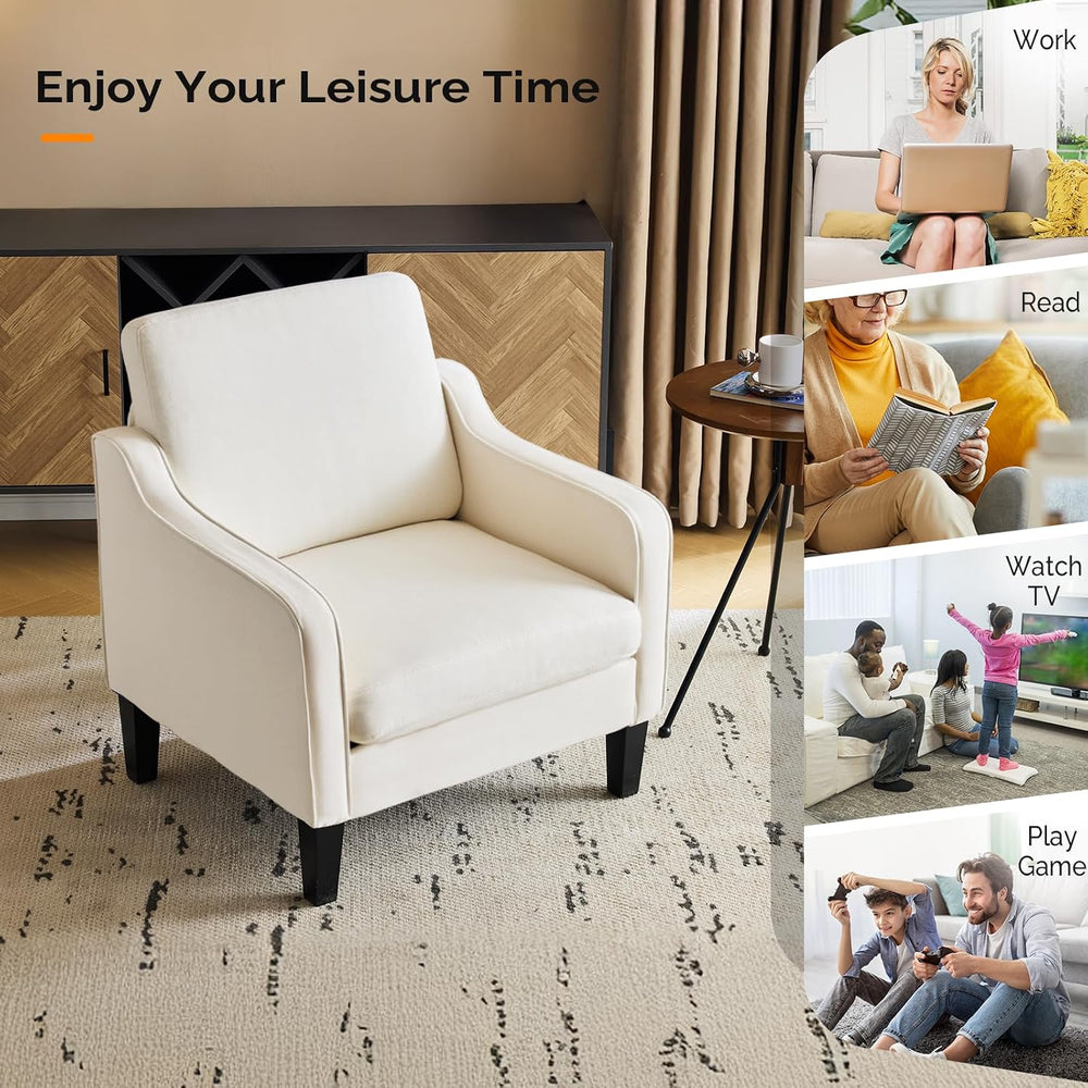 VINGLI Accent Chair, Linen Upholstered Armchair, 380 LBS, Living Room