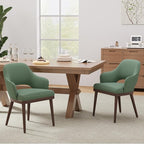 Wooden Dining Chairs Set of 2, Modern Fabric Upholstered Dining Room Chair, Kitchen Side Chairs, Farmhouse Dinner Chair with Open Back for Kitchen, Green