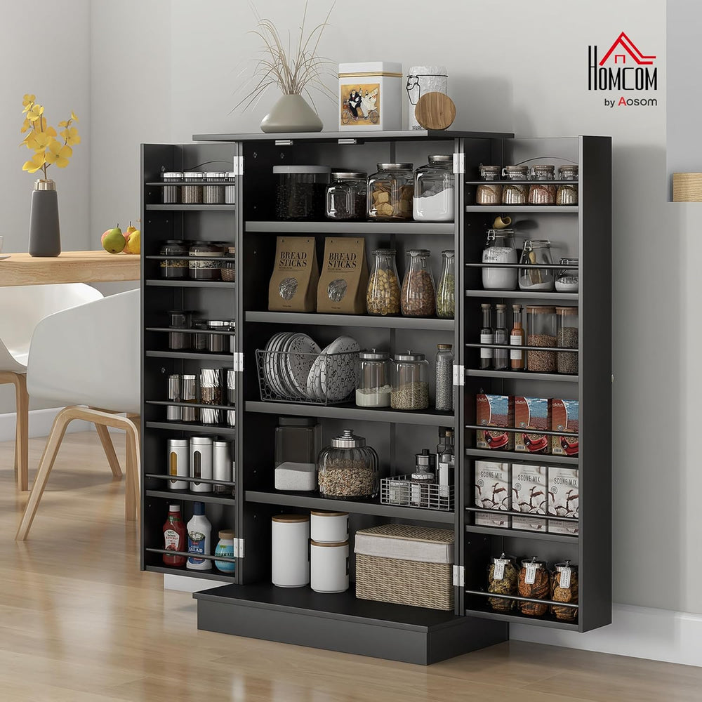 HOMCOM 41" Kitchen Pantry Storage Cabinet, Freestanding Kitchen Cabinet ...