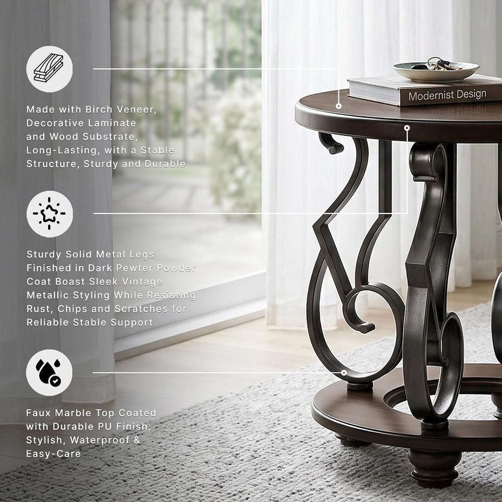 Signature Design by Ashley Frallyn Classic End Table with Curved Metal Suppor...