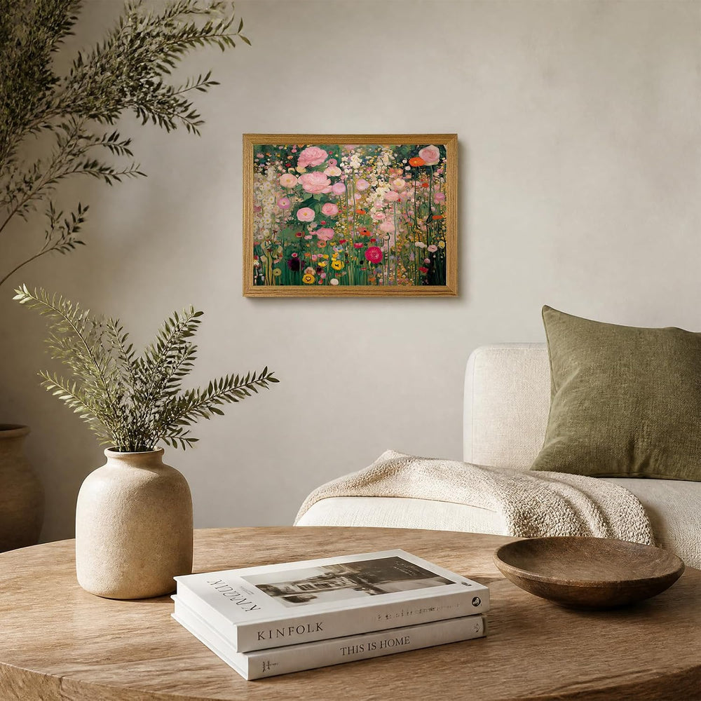 Floral Wall Art Wildflower Meadow Picture Wall Decor Gustav Klimt Print