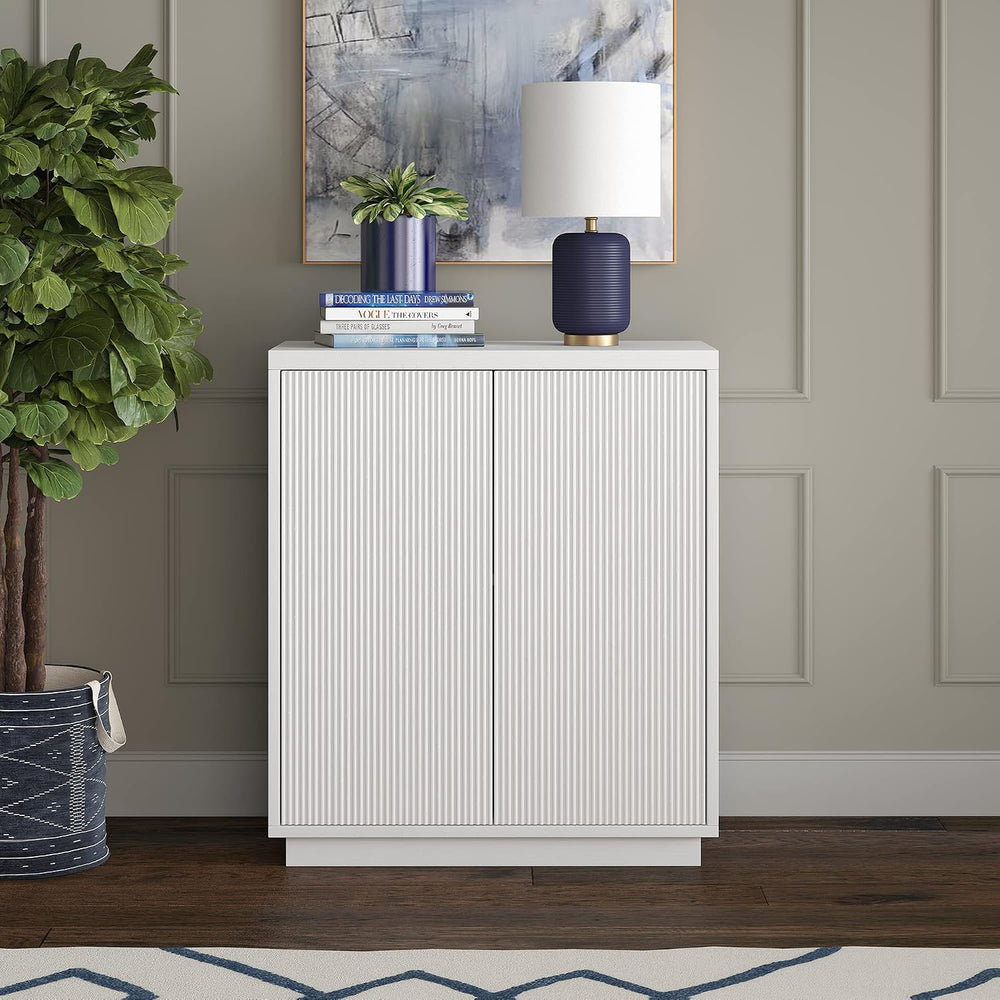 Henn&Hart 28" Fluted Accent Cabinet, Sideboard Buffet, Cloud White |...