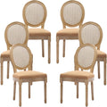 French Country Dining Chairs Set of 6, Caramel Kitchen & Dining Room Chairs Set of 6, Rattan Dining Chairs, Cane Back, Wood Legs, Sillas De Comedor (Rattan, Amber, 6Pcs)