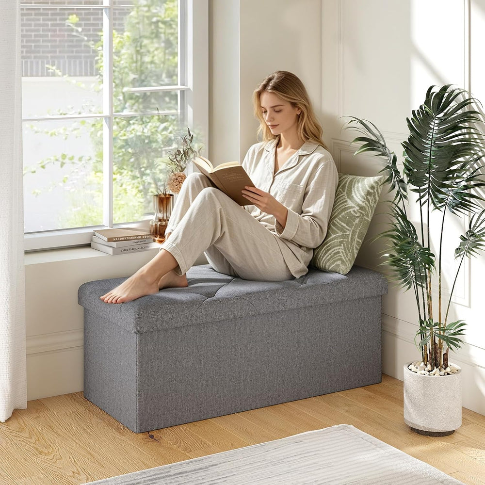 30 Inches Storage Ottoman, Folding Storage Ottoman Bench,Ottomans Foot Rest, ...