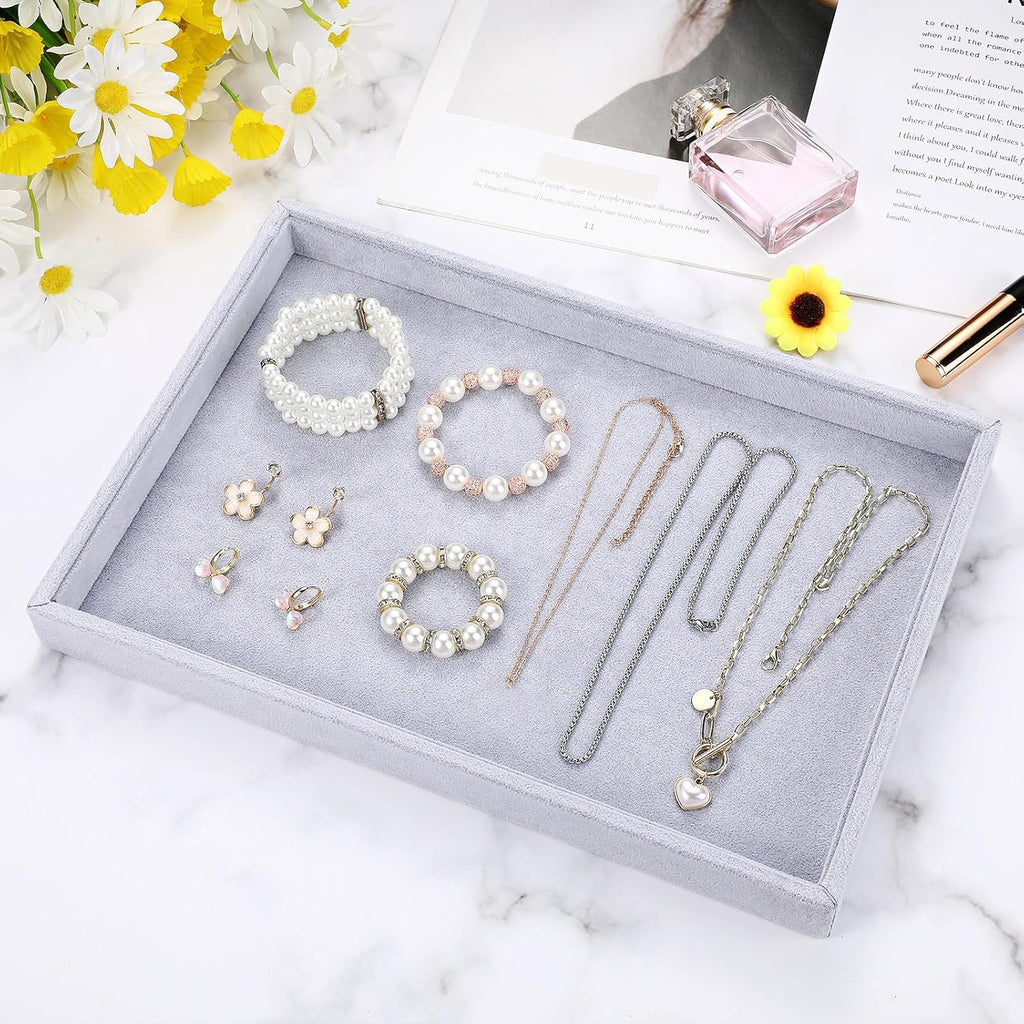 Quelay Stackable Jewelry Tray Jewelry Organizer Tray Showcase Display Empty Plate Bracelet Ring Earring Organizer