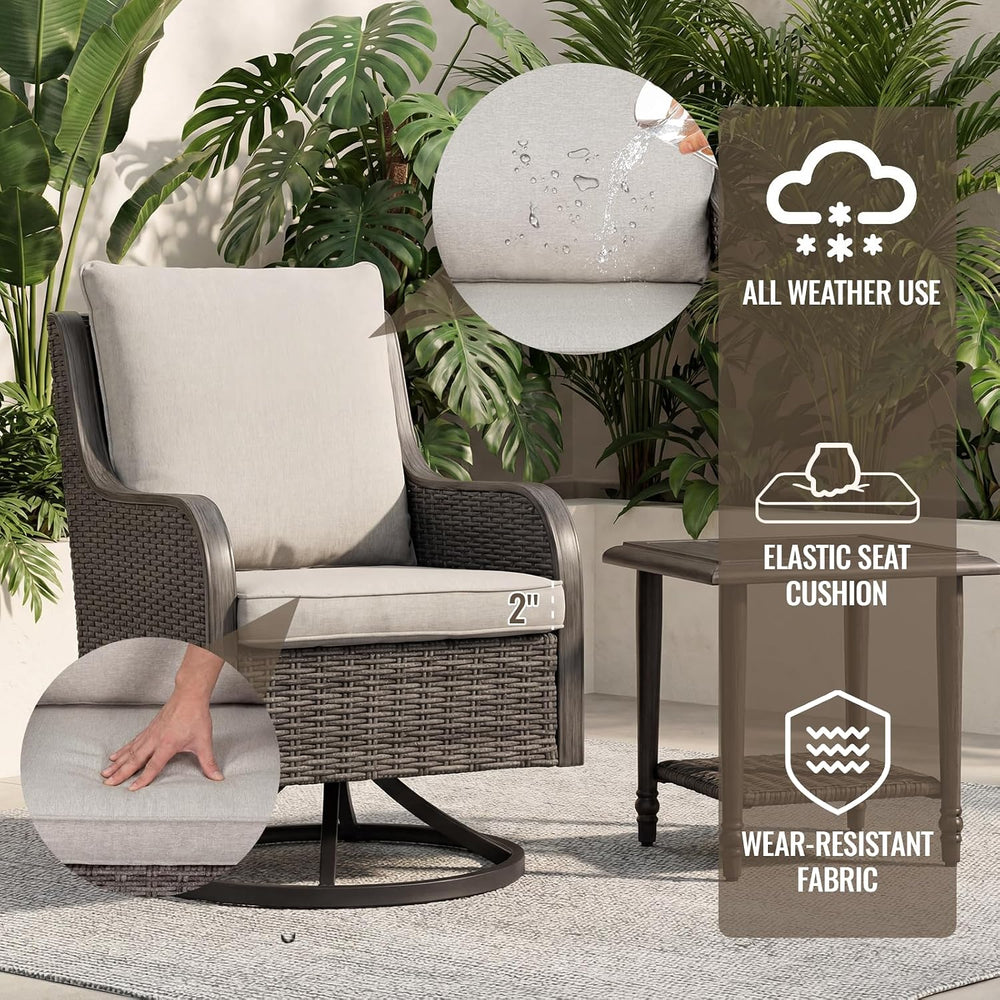 Loungewave Swivel PE Wicker Chair, Outdoor High Back Swivel Patio Chair, 360 ...