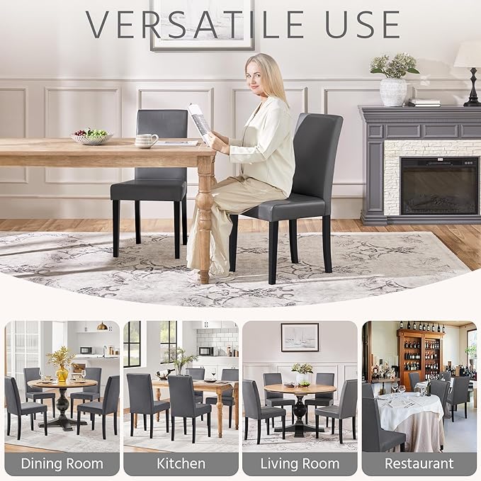 Yaheetech Dining Chairs Set of 2 Faux Leather Modern Dining Room Chairs with ...