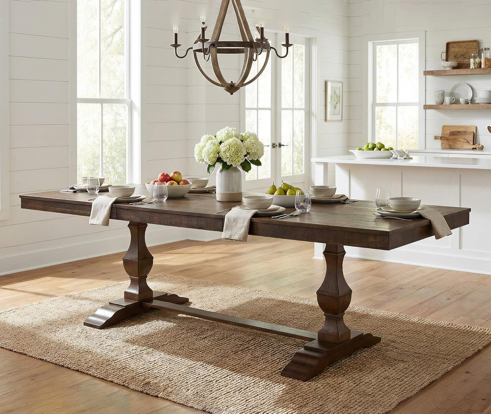 WAMPAT 74.8-inch Long Vintage Farmhouse Dining Table for 6-8 People,Sturdy Wo...