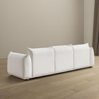 Sofa Couch, 100", 3 Seater, Solid Wood Frame, Boucle, Minimalist, Cream | Mid Century Modern 3 Seater Upholstered Couch, Nordic Minimalist Comfy Sofa, Solid Wood Frame Living Room Furniture