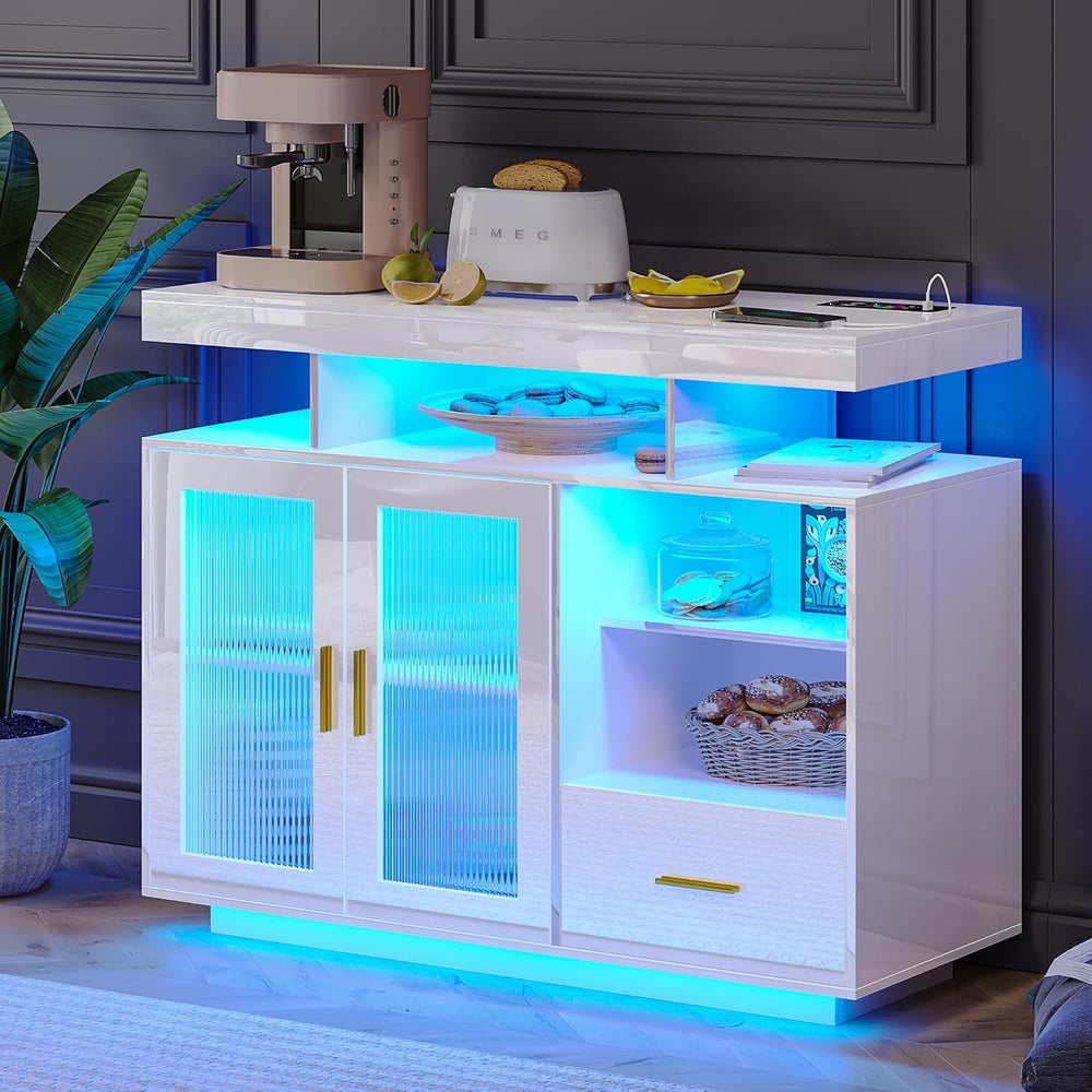 WOOVIVS 39.4" Sideboard Buffet Bar Cabinet with Storage,White