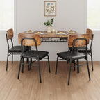 GAOMON 5-Piece Dining Table Set for 4, Wood Kitchen with Built-in Storage Rack,Small Kitchen Table with Upholstered Chairs and Metal Frame for Small Spaces, Retro Color