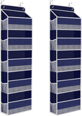 2 Pack Over The Door Organizer, Hanging Storage Organizer with Clear Window, 40lb Ultra Sturdy Large Capacity Room Organizer for Pantry Laundry Bathroom Nursery Closet (Grey)