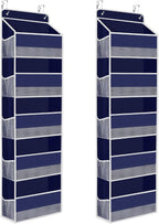 2 Pack Over The Door Organizer, Hanging Storage Organizer with Clear Window, 40lb Ultra Sturdy Large Capacity Room Organizer for Pantry Laundry Bathroom Nursery Closet (Grey)