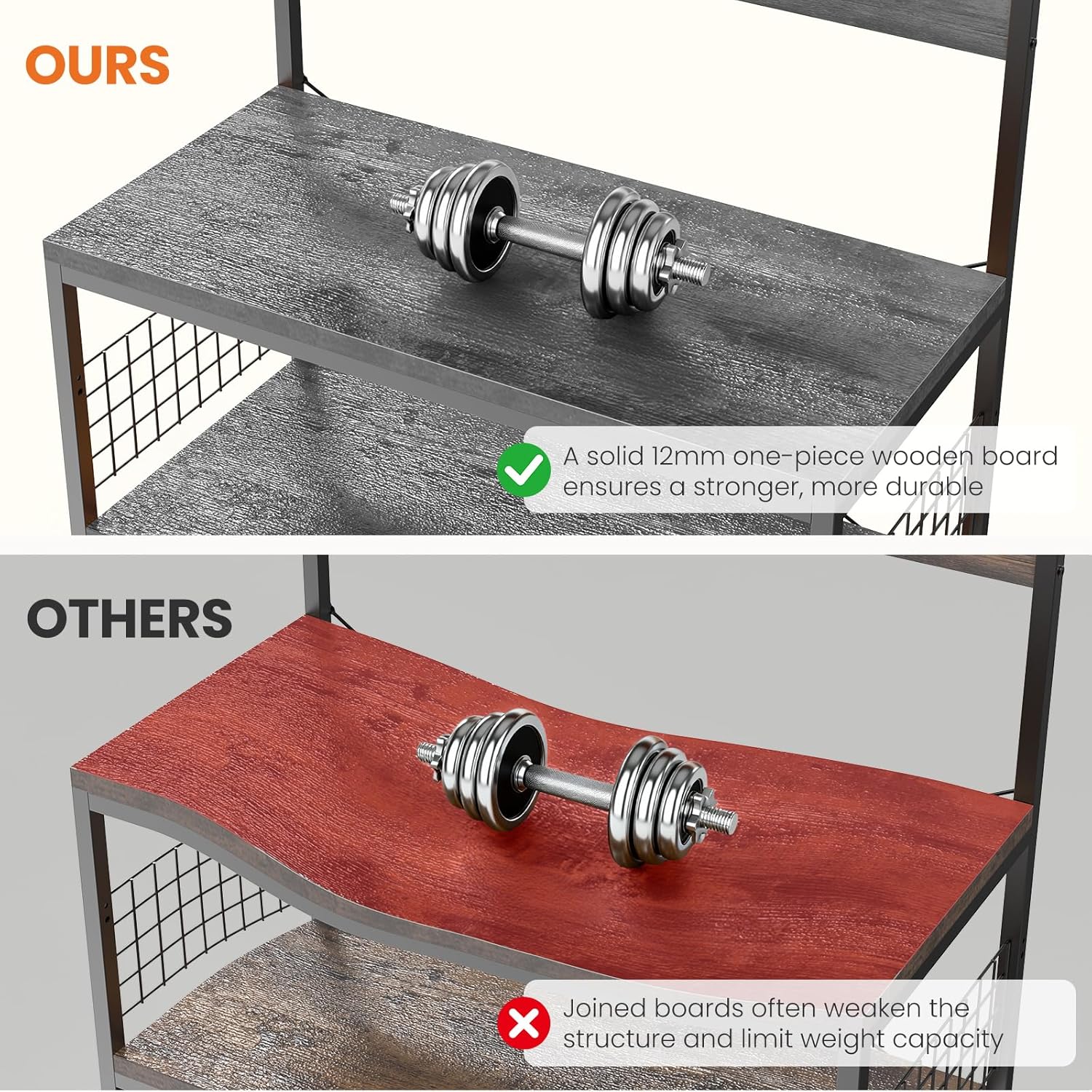 Sweetcrispy Kitchen Bakers Rack with Power Outlet, 24" Microwave Oven Stand with Adjustable Storage Shelf for Kitchen Organization, Coffee Bar Station, Small Apartment, Counter Space Saving, Grey