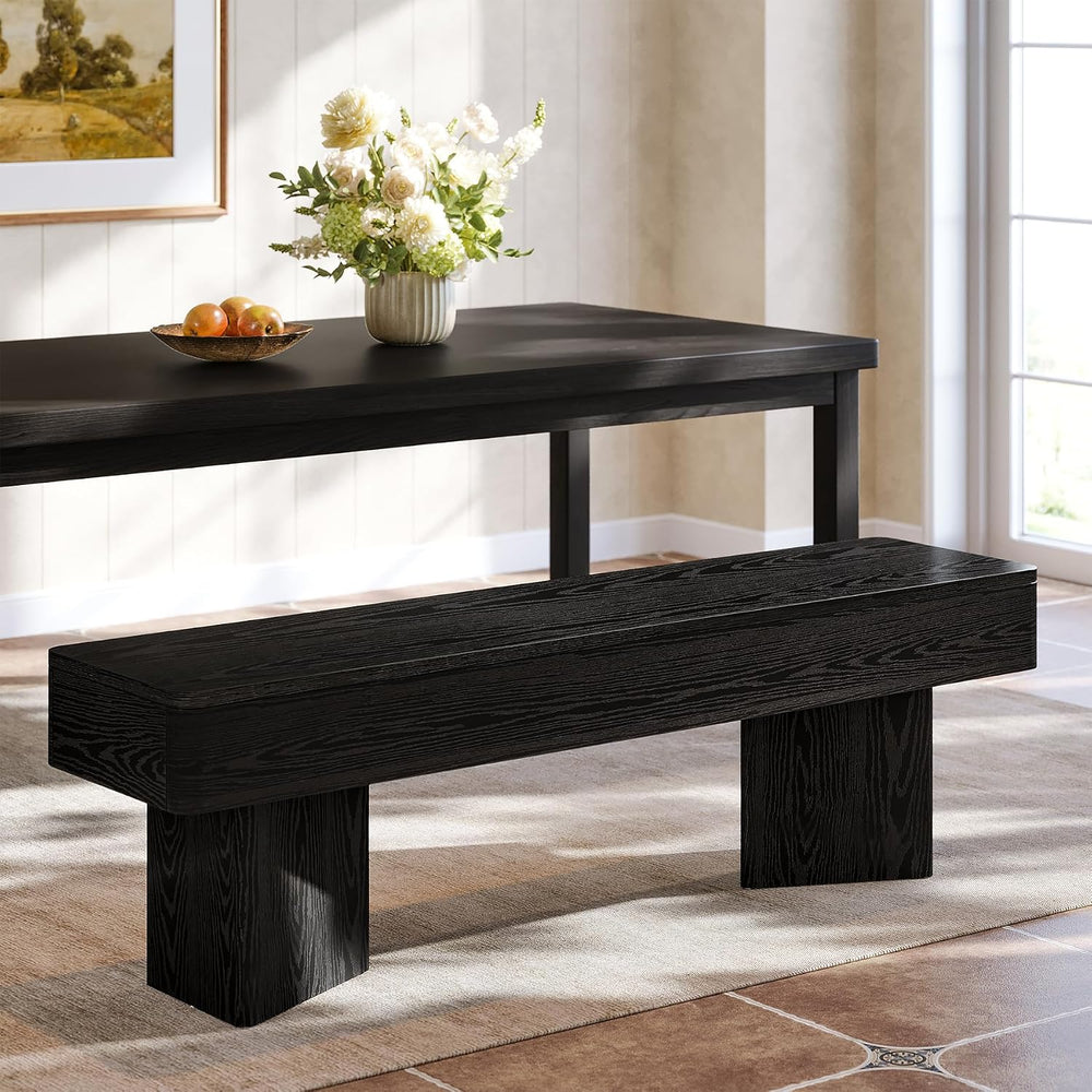 Tribesigns 47.24" Dining Bench, Modern Black Dining Table Bench with Stu...