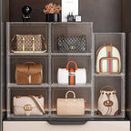 5 Pack Purse Organizer for Closet, Handbag Storage Organizer Stackable Display Case with Magnetic Door, Closet Storage Bins for Handbag, Purse, Backpack, Collectibles, White