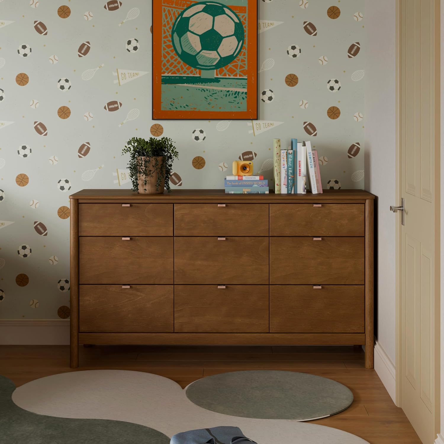 Babyletto Kids 9-Drawer Baby Dresser, GREENGUARD Certified, Natural Walnut | TSCA-Compliant, Boho-Inspired Wooden Dresser for Nursery, Bedroom & Living Room, Ships Fully Assembled, Anti-Tip Kit Included