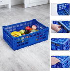 Collapsible Storage Crates, 52 Liter Heavy Duty Foldable Plastic Crates , Storage Baskets and Bins 23.6" L x 15.7" W x 8.6" H Stackable Dairy Milk Crates for Office, Home, Toy Storage