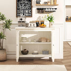 Karlott 40" Entryway Cabinet, Coffee Bar Cabinet with Shelf, Craft Storage Cabinet with Doors, Charming Carved Motif, Pantry Cabinet Sideboard Buffet for Living Room Kitchen Dining Room Hallway, White