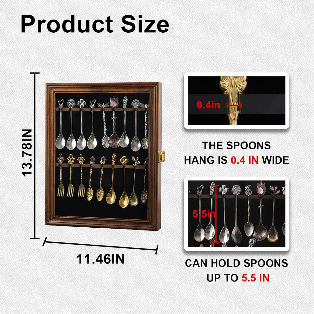 18 Souvenir Tea Spoon Display Case Wall Mount Lockable UV Protection Acrylic ...