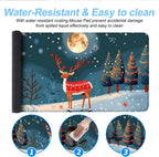 Christmas Reindeer Mouse Pad– Large Extended Desk Mat with Holiday Winter Snow Scene, Non-Slip Base Keyboard Pad for Home Office, Gaming, Workstation,31.5 x 11.8 in