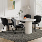 Nalupatio Dining Chairs Set of 4, Modern Dining Room Chairs Comfy Backrest Thick Upholstered Kitchen Chairs 19IN Height with Metal Legs Black（Pu Leather）