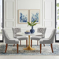 Upholstered Dining Chairs with Arms, Set of 4, Dining Room Chairs with Solid Wood Legs and Tufted Backrest(Linen+Grey)