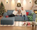 KINGYES 107'' Modular Sectional Sofa, L Shaped Cloud Couch for Living Room, Modern Boneless Sofa with Chaise for Bedroom, Light Gray