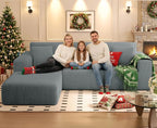 KINGYES 107'' Modular Sectional Sofa, L Shaped Cloud Couch for Living Room, Modern Boneless Sofa with Chaise for Bedroom, Light Gray