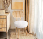 Rattan Dining Chair, Kitchen Dining Room Chairs, Mid Century Modern Boucle Chair, Stylish Upholstered Wood Accent Chair, Cute Sherpa Chair, Living Room Bar Stool Chair, Boho Makeup Vanity Chair, 1 Pc