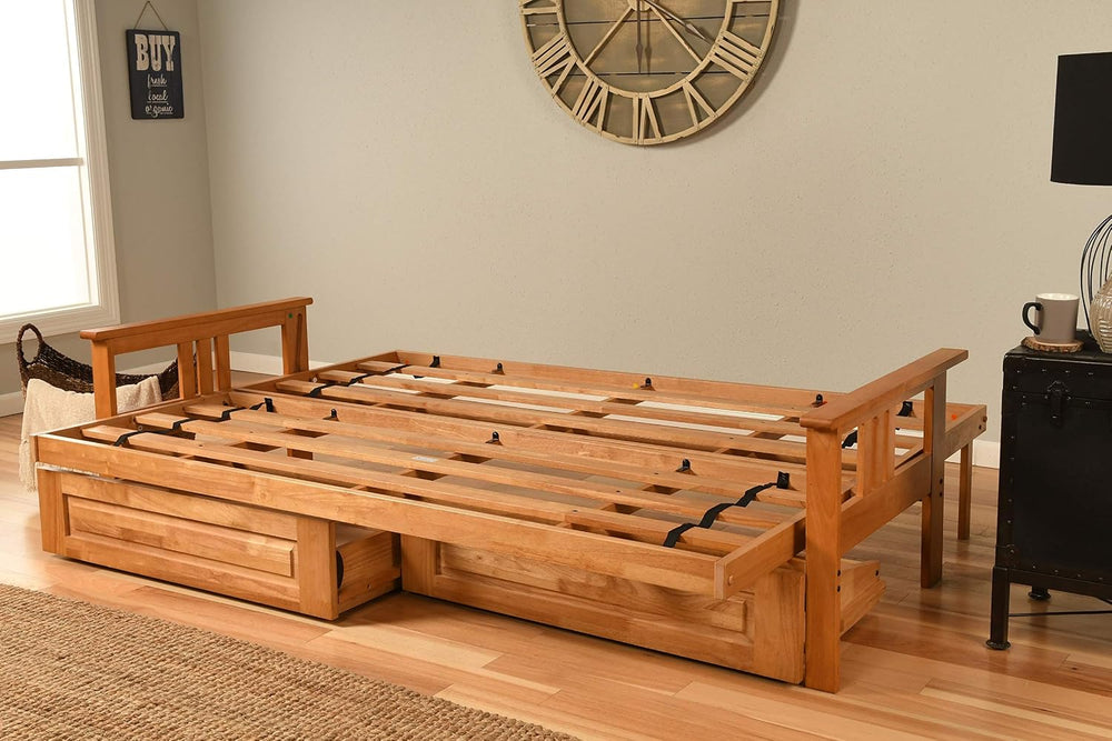 Kodiak Furniture Monterey Queen-size Futon Frame, Storage Drawers, Butternut ...