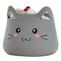 VK VK·LIVING Cat Storage Basket - Large Woven Cotton Rope Toy & Laundry Organizer with Handles for Nursery, Bedroom, Living Room, Holds Blankets, Clothes, Toys (15”D x 14”H)