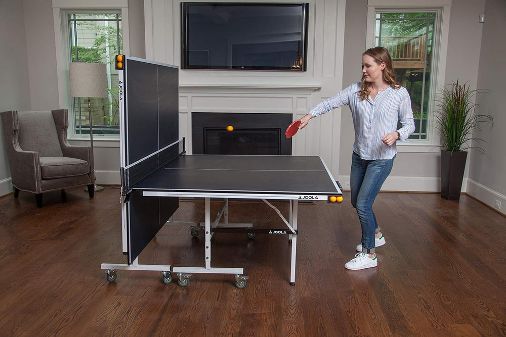 JOOLA Rally TL Professional MDF Indoor Ping Pong Table w/Quick Clamp Table Te...