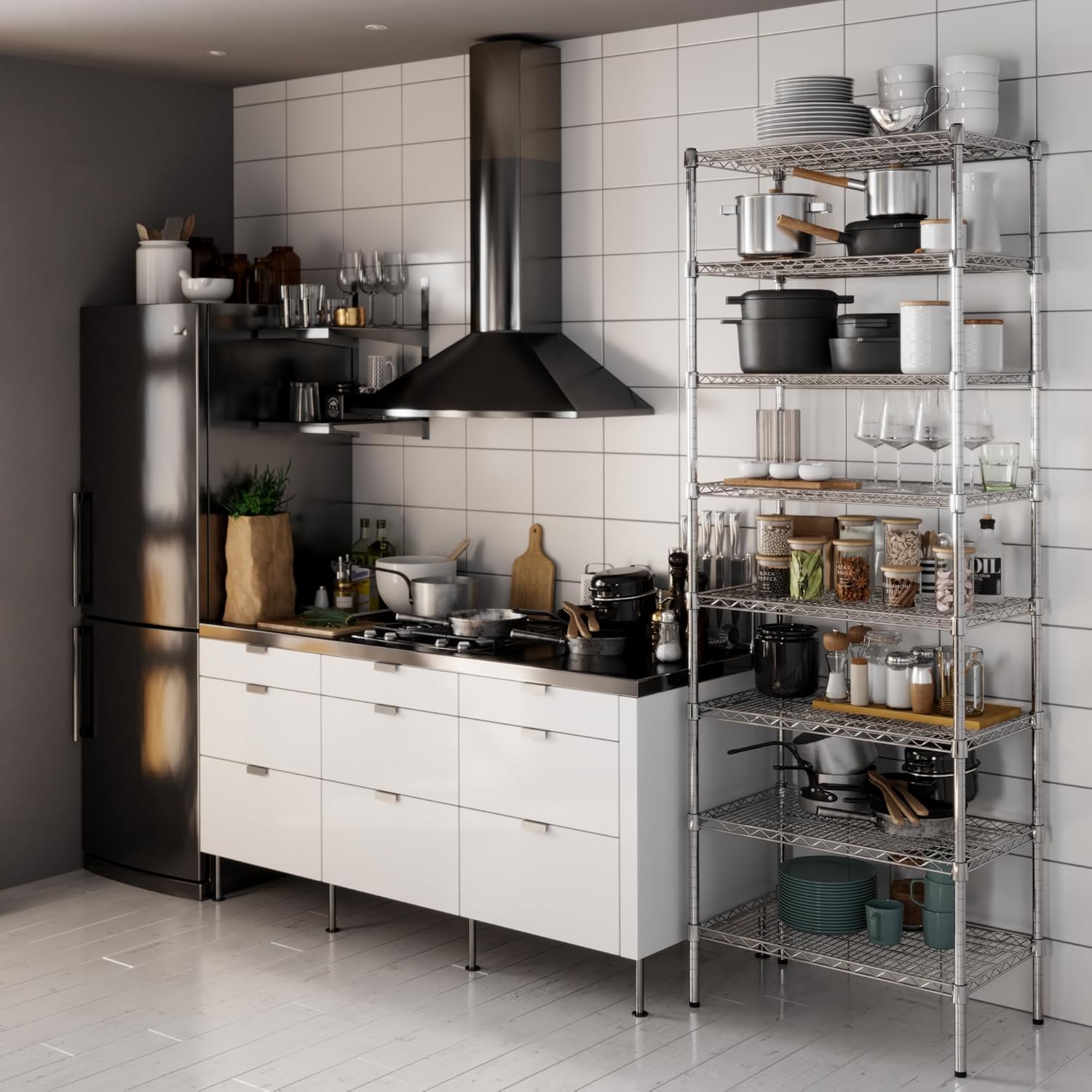 18" Deep x 30" Wide x 86" Height Wire Shelving Kit | 8-Tier | NSF Commercial Storage Rack Unit