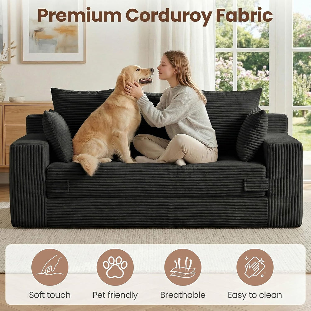 JUIKURY Couches 70 inch: 3-in-1 Convertible Sofa Bed Futon Couch Bed, Oversiz...