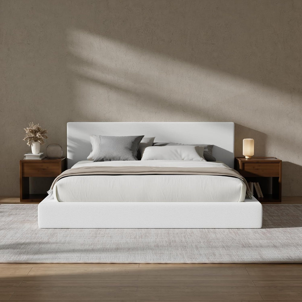 RECCI AirFrame Queen Upholstered Bed Frame with Plush Padded Headboard