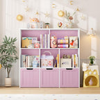 FOTOSOK Toy Storage Organizer with Movable Drawers, Toy Organizer for Kids | Toy Organizer with Hidden Wheels, Toy Storage and Stuffed Animal Storage for Playroom, Cube Storage Organizer, Pink