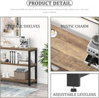 EXCEFUR Modern Sofa Table Behind Couch, Console Table with 3 Tier Shelves, Foyer Tables for Living Room Entryway Hallway, Rustic Oak