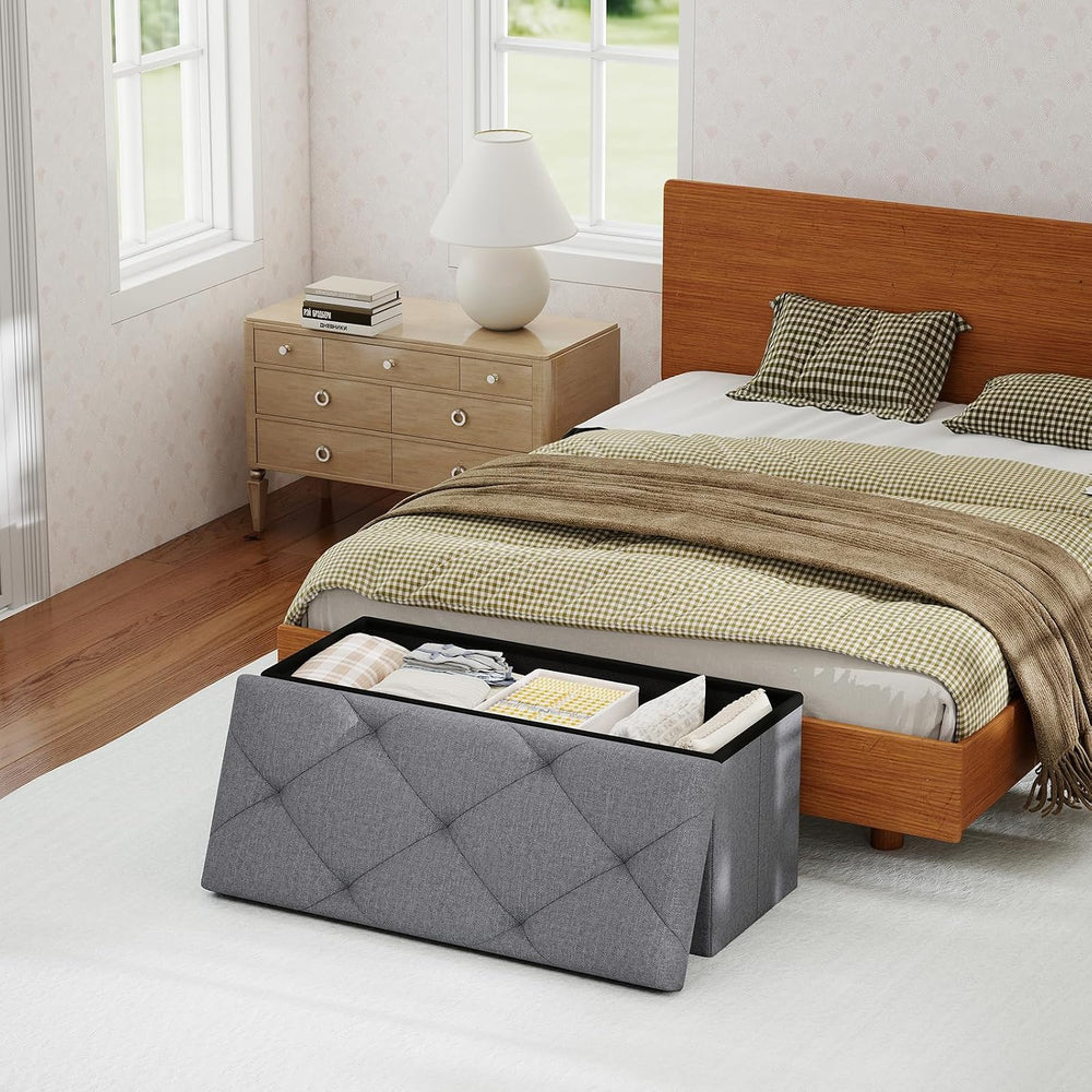 30 Inches Storage Ottoman, Folding Storage Ottoman Bench,Ottomans Foot Rest, ...