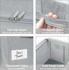 UUBEMM Clothes Storage Bins with Foldable Sturdy Frame,Stackable Storage Box for Closet Shelf Organizers for Seasonal Clothing,Blankets,Towel Bed Sheets,Toys Gift Others (Small -22L x3PACK, Grey)