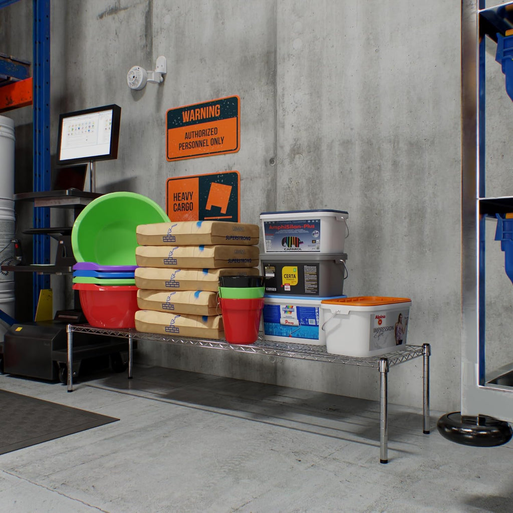 18" Deep x 72" Wide x 14" Height Wire Shelving Kit | 1-Tier | NSF Commercial Storage Rack Unit