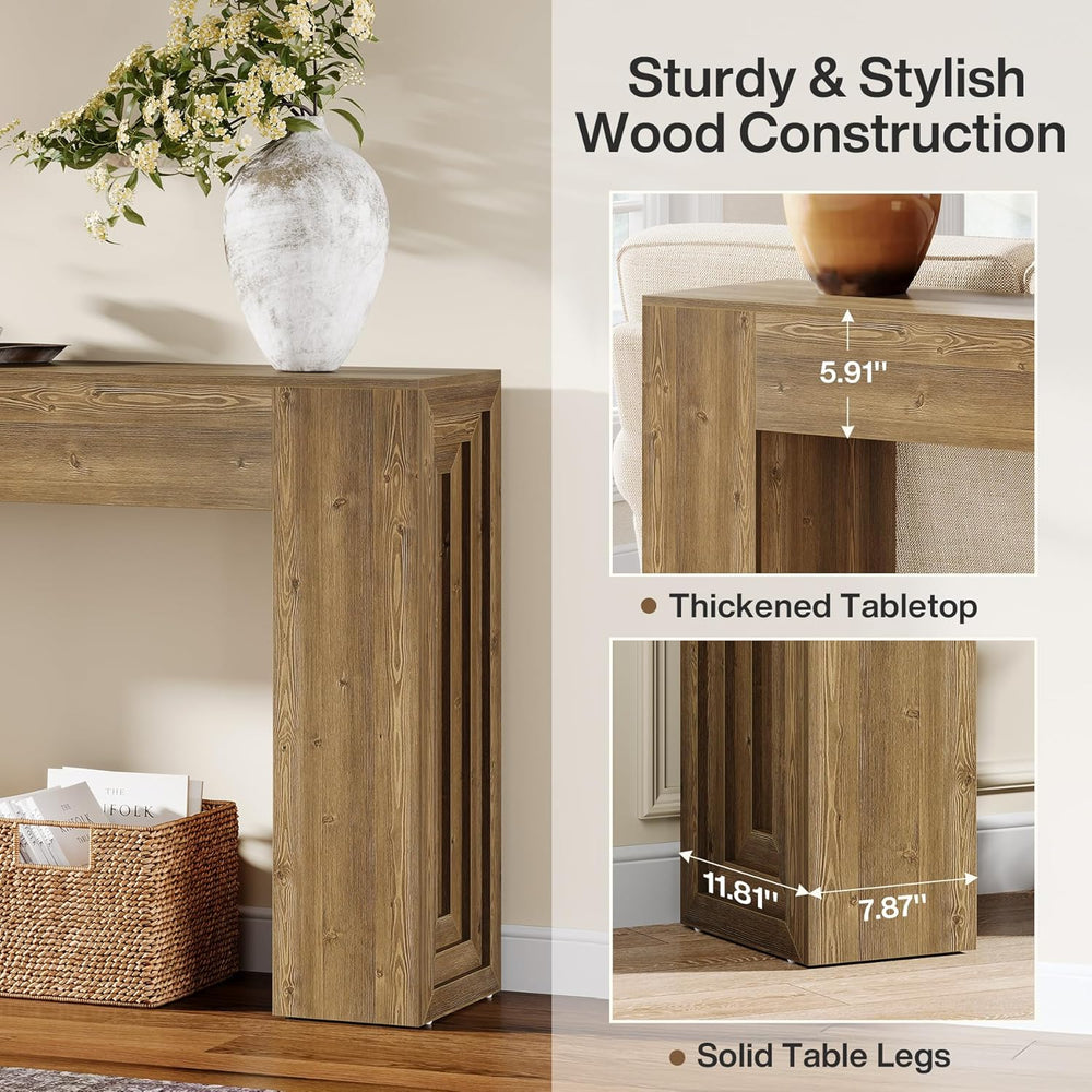 Tribesigns 63-Inch Long Console Table, Farmhouse Narrow Sofa Table Behind The...