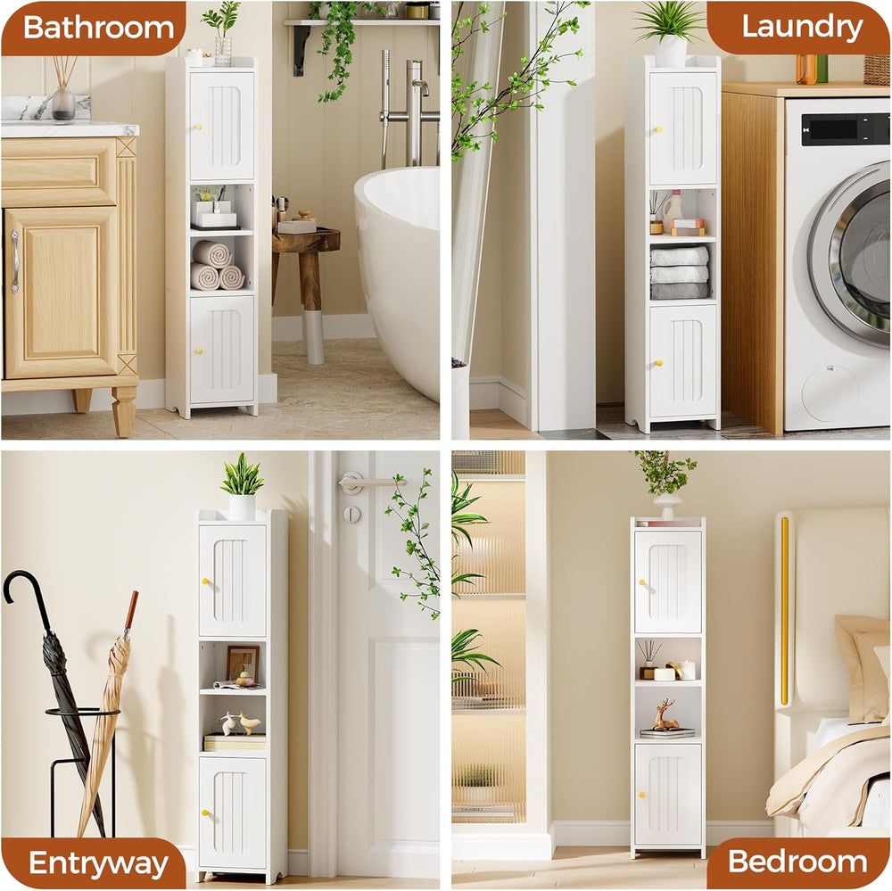 ANWBROAD Slim Bathroom Storage Cabinet Corner Narrow Cabinet with 2 Doors and...