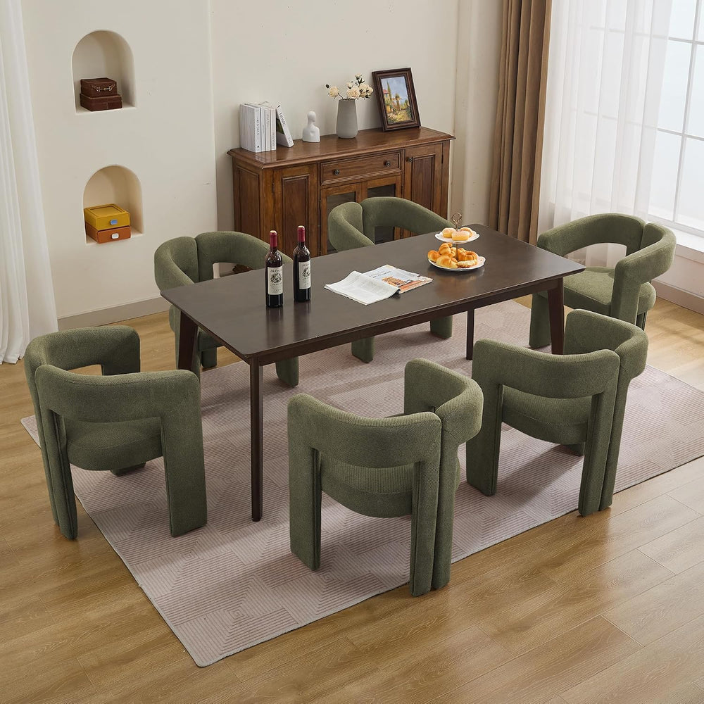 adochr Modern Barrel Dining Chairs Set of 6, Upholstered Linen Dining Room Ch...