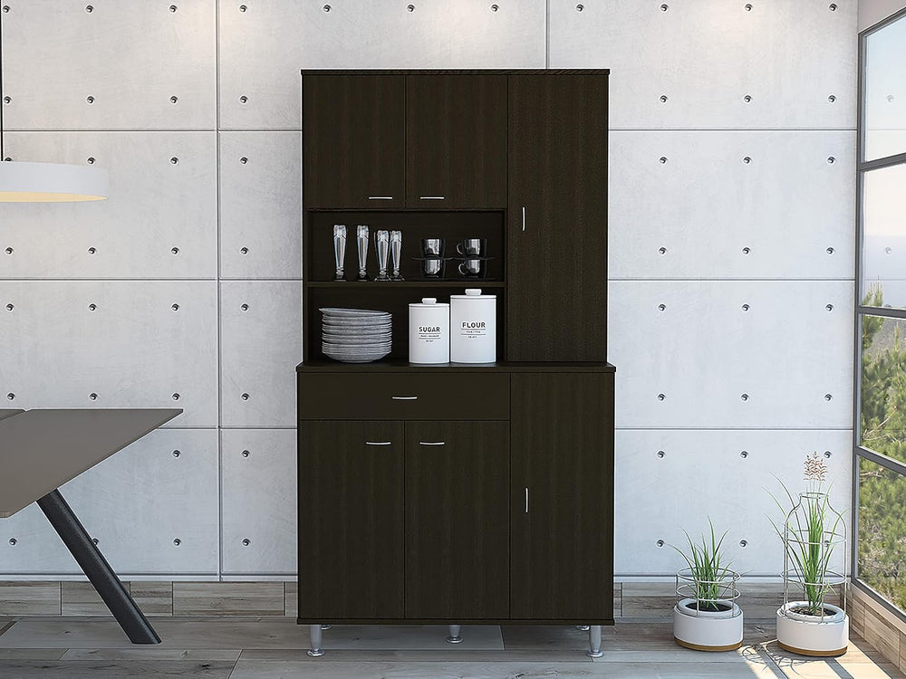 1 Shelf 1 Drawer Pantry Cabinet Black