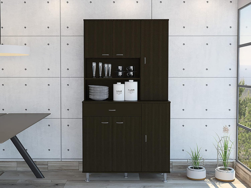 1 Shelf 1 Drawer Pantry Cabinet Black